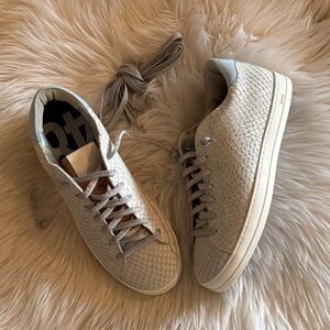 P448 White Snake Print Shimmer John-  Margot Sneakers